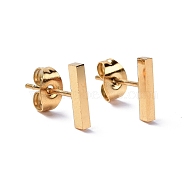 Ion Plating(IP) 304 Stainless Steel Cuboid Stud Earrings for Women, Real 18K Gold Plated, 9.8x1.6x1.8mm, Pin: 0.8mm(X-EJEW-K243-01G)
