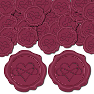 25Pcs Adhesive Wax Seal Stickers, Envelope Seal Decoration, For Craft Scrapbook DIY Gift, Medium Violet Red, Heart, 30mm(DIY-CP0009-11B-07)