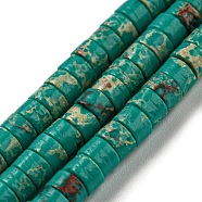 Synthetic Imperial Jasper Dyed Beads Strands, Disc, Heishi Beads, Light Sea Green, 4~4.5x2~3mm, Hole: 0.7mm, about 140~141pcs/strand, 14.88''~15.12"(37.8~38.4cm)(G-D077-D01-02D)
