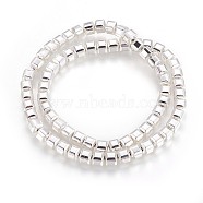 Electroplated Non-magnetic Synthetic Hematite Beads Strands, Long-Lasting Plated, Faceted, Square, Silver Plated, 5.5x6x6mm, Hole: 0.5mm, about 70pcs/strand, 15.74 inch(40cm)(G-P423-13A-S)