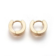 304 Stainless Steel Huggie Hoop Earrings, Hypoallergenic Earrings, Thick Hoop Earrings, Ring Shape, Golden, 10x11.5x3mm, Pin: 1mm(EJEW-O087-09E)