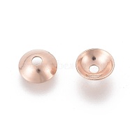 201 Stainless Steel Bead Caps, Round, Rose Gold, 5x1.5mm, Hole: 1mm(STAS-F040-20A-RG)