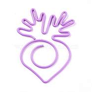 Carrot Shape Iron & Plastic Paperclips, Cute Paper Clips, Funny Bookmark Marking Clips, Medium Orchid, 38x28.5x1.2mm(TOOL-I005-06)