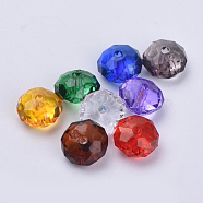 Transparent Acrylic Beads, Faceted, Rondelle, Mixed Color, 11.5x7mm, Hole: 2mm, about 925pcs/500g(TACR-Q258-12mm-V)
