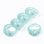 Resin Finger Rings, Imitation Jelly, Sky Blue, US Size 7(17.3mm)(RJEW-N033-008-C01)