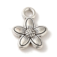 Tibetan Style Alloy Pendants, Cadmium Free & Lead Free, Flower Charms, Antique Silver, 13x10x2.5mm, Hole: 1.8mm(TIBEP-L021-04AS-03)