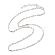 Iron Box Chain Necklaces, Silver, 18.19x0.08 inch(46.2x0.2cm)(IFIN-XCP0001-27)