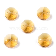 Electroplate Glass Links Connectors, Faceted, for Chandelier Prism Beads Chain, DIY Craft Jewelry Decoration, Octagon, Goldenrod, 14x14x7.5mm, Hole: 1.6mm(EGLA-I014-01K)