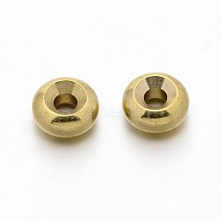 Brass Spacer Beads, Rondelle, Raw(Unplated), Nickel Free, 6x3mm, Hole: 2mm(KK-E640-02-6mm-C)