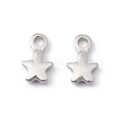 201 Stainless Steel Charms, Star, Stainless Steel Color, 6.5x4x1.3mm, Hole: 1mm(STAS-C057-17P)