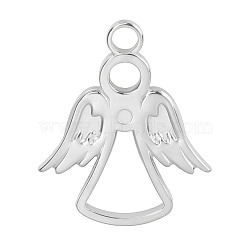 201 Stainless Steel Pendants, Angel Charms, Stainless Steel Color, 23x19x2mm, Hole: 3mm(FIND-PW0004-32P)