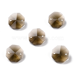 Electroplate Glass Links Connectors, Faceted, for Chandelier Prism Beads Chain, DIY Craft Jewelry Decoration, Octagon, Camel, 14x14x7.5mm, Hole: 1.6mm(EGLA-I014-01O)