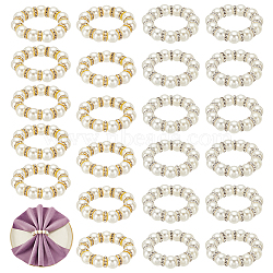 Imitated Pearl Acrylic Napkin Rings, with Iron Rhinestone Spacer Beads, Round, Platinum & Golden, 12mm, Inner Diameter: 30mm, 2 colors, 12pcs/color, 24pcs/set(AJEW-FH00001)