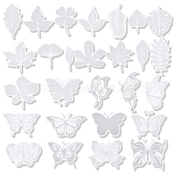 Gorgecraft 2 Sets 2 Styles Waterproof PVC Electrostatic Window Stickers, Butterfly & Leaf, Mixed Patterns, 29.5~29.8x21x0.05cm, 1 set/style(DIY-GF0005-90)