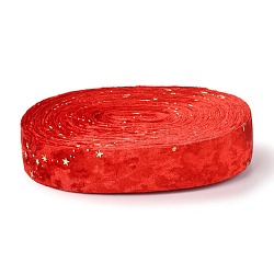 Double Face Polyester Velvet Ribbon, for Gift Packing and Festival Decoration, Star Pattern, Red, 1 inch(25mm)(LCW-P001-A05)
