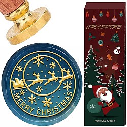 Brass Wax Seal Stamps with Wood Handle, for DIY Scrapbooking, Christmas, 25mm(AJEW-WH0412-0413)