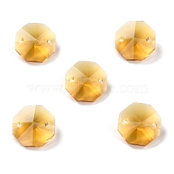 Electroplate Glass Links Connectors, Faceted, for Chandelier Prism Beads Chain, DIY Craft Jewelry Decoration, Octagon, Goldenrod, 14x14x7.5mm, Hole: 1.6mm(EGLA-I014-01K)