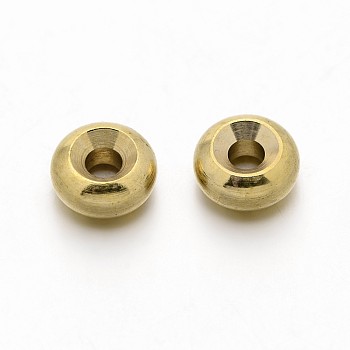 Brass Spacer Beads, Rondelle, Raw(Unplated), Nickel Free, 6x3mm, Hole: 2mm