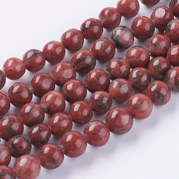 jaspe de sésame naturel / perles de jaspe kiwi, arrondir, 6 mm, trou: 1 mm