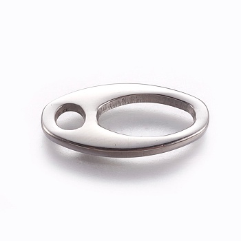 304 Stainless Steel Chain Tabs, Chain Extender Connectors, Oval, Stainless Steel Color, 18x9x2mm, Hole: 3mm and 5x10mm