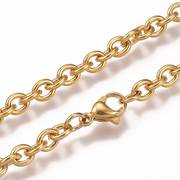 304 Stainless Steel Cable Chain Necklaces, with Lobster Claw Clasp, Golden, 17.71 inch(45cm)