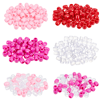 360Pcs 6 Colors Plastic European Beads, Large Hole Beads, Barrel, Mixed Color, 12x11mm, Hole: 6.2mm, 60pcs/color