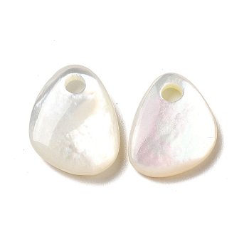 Natural White Shell Teardrop Charms, Seashell Color, 15x12x3.5mm, Hole: 2.6mm