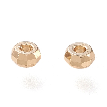 Brass Spacer Beads, Long-Lasting Plated, Faceted Rondelle, Real 18K Gold Plated, 3.5x2mm, Hole: 1.4mm
