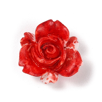 Opaque Resin Beads, Flower, Red, 15x15x7.5mm, Hole: 1.4mm