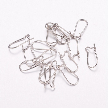 Brass Hoop Earrings Findings Kidney Ear Wires, Lead Free and Cadmium Free, Platinum Plated, 24 Gauge, 16~18x8x0.5mm