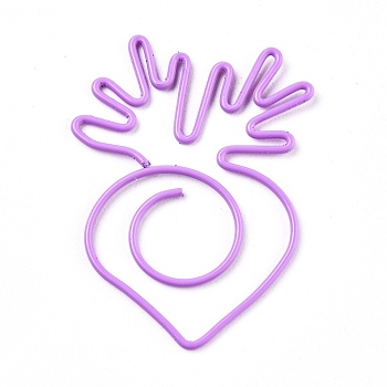 Carrot Shape Iron & Plastic Paperclips, Cute Paper Clips, Funny Bookmark Marking Clips, Medium Orchid, 38x28.5x1.2mm