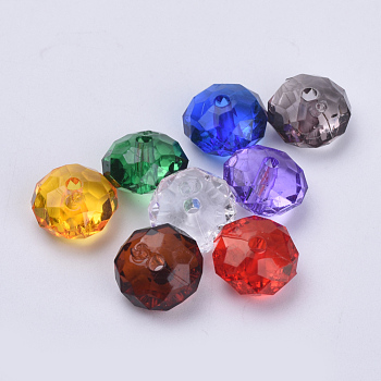 Transparent Acrylic Beads, Faceted, Rondelle, Mixed Color, 11.5x7mm, Hole: 2mm, about 925pcs/500g