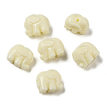 Opaque Resin Animal Beads, Elephant, Pale Goldenrod, 8x10.5x6.8mm, Hole: 1mm