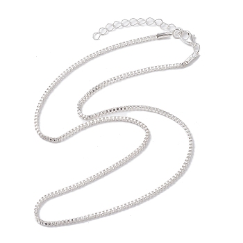 Iron Box Chain Necklaces, Silver, 18.19x0.08 inch(46.2x0.2cm)