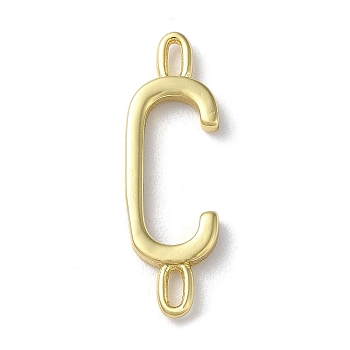 Rack Plating Brass Connector Charms, Cadmium Free & Lead Free, Long-Lasting Plated, Real 18K Gold Plated, Letter C, 22.5x7x1.5mm, Hole: 3x0.8mm