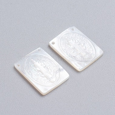 Natural White Shell Mother of Pearl Shell Pendants(SSHEL-I024-07)-2
