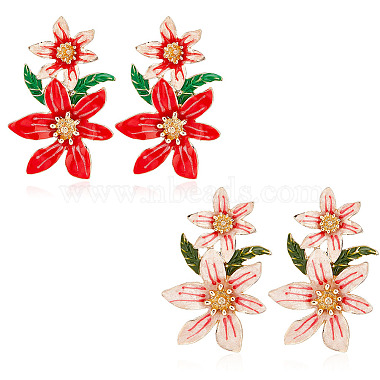 Mixed Color Flower Alloy Stud Earrings
