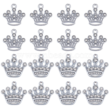 Platinum Crown Alloy+Rhinestone Pendants