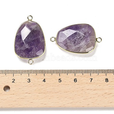 Natural Amethyst Faceted Connector Charms(G-F763-02G-04)-3