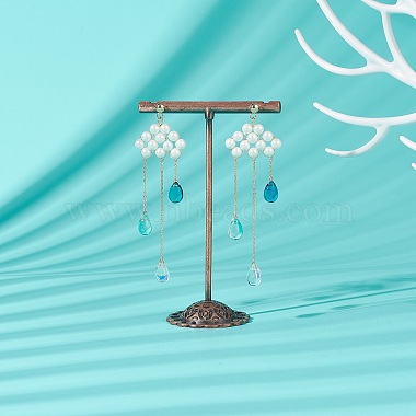 nuage de perles de coquille avec boucles d'oreilles pendantes en forme de larme de verre(EJEW-TA00164)-3