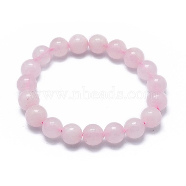 Natural Rose Quartz Bead Stretch Bracelets(X-BJEW-K212-C-045)-1