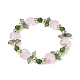 Heart Flower Dyed Natural TaiWan Jade & Acrylic Stretch Bracelet(BJEW-JB09908-02)-1