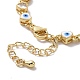 Enamel Evil Eye & Cubic Zirconia Heart Link Chain Bracelet(BJEW-H555-01B)-4