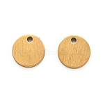 Ion Plating(IP) 304 Stainless Steel Pendants, Brushed Finish Stamping Blank Tag, Laser Cut, Double Side Drawbench Effect, Flat Round, Golden, 6x1mm, Hole: 1.2mm(STAS-O133-06H-G)