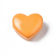 Spray Painted Brass Beads, Heart, Dark Orange, 9x10.5x6mm, Hole: 2mm(X-KK-Q252-006G)