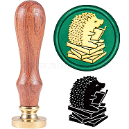 Brass Wax Seal Stamp with Handle, for DIY Scrapbooking, Hedgehog Pattern, 3.5x1.18 inch(8.9x3cm)(AJEW-WH0184-0253)