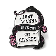 Halloween Tombstone Alloy Enamel Pin, Word I Just Wanna Give You The Cheeps Brooch for Backpack Clothes, Snake, 30.5x26.5x1.6mm(JEWB-B006-03E)