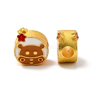 Rack Plating Alloy Enamel European Beads, Large Hole Beads, Cadmium Free & Lead Free, Matte Gold Color, Squirrel, Red, 11.5x11.5x8mm, Hole: 4mm(PALLOY-E006-06MG-01)