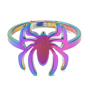 Ion Plating(IP) 304 Stainless Steel Spider Adjustable Ring for Women, Rainbow Color, Inner Diameter: 16.4mm(RJEW-M149-06RC)