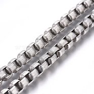 304 Stainless Steel Box Chains, Unwelded, Stainless Steel Color, 8mm, Link: 8x7.5x4.5mm(STAS-P219-17-B)